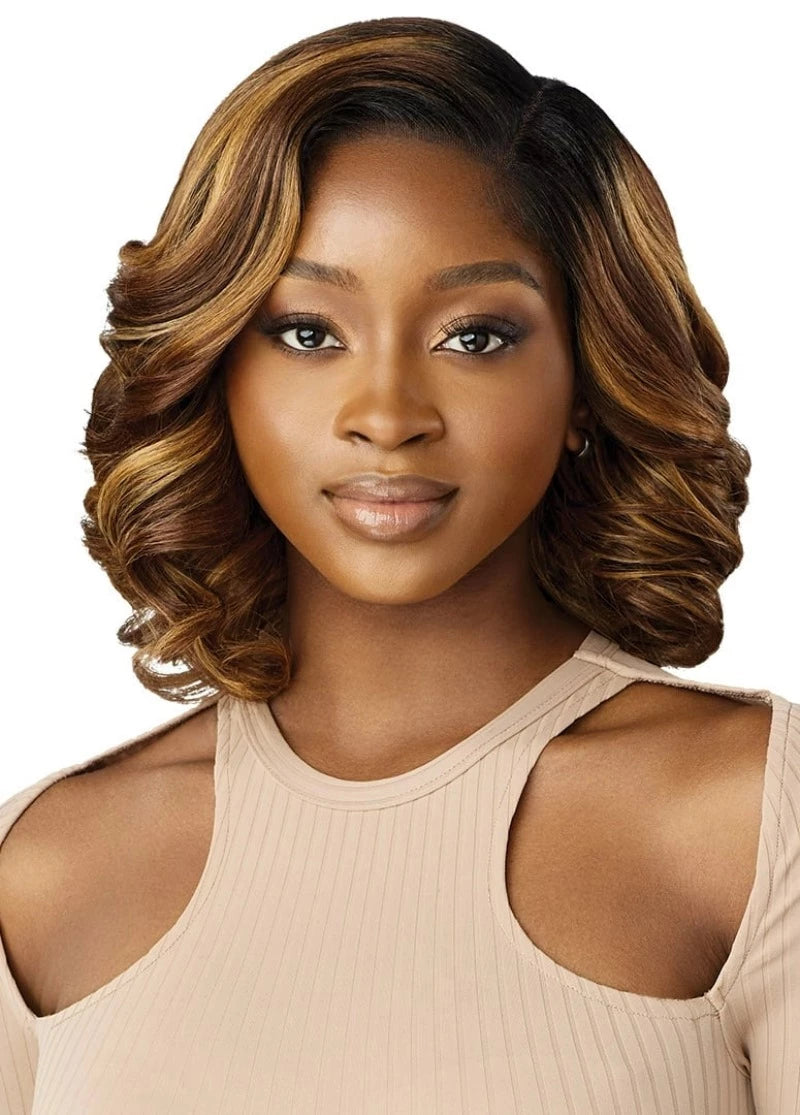 Medium - length wig with a middle - part for a classic and elegant styleOutre Melted Hairline Glueless Synthetic Hair HD Lace Front Wig SORANA