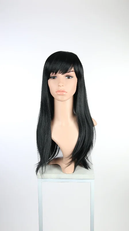 Long - length wig with a heat - resistant formula for easy styling at homeOasis Midnight Black - Fashion Wig