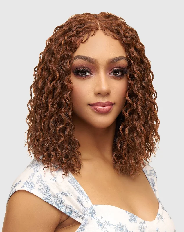 Medium - length wig with a silk - base cap for a comfortable and smooth feelVanessa View 134 Glueless Synthetic 13x4 HD Lace Front Wig VIEW134 CASSIA